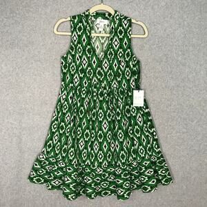 Japna Dress Womens Small Green Mini‎ Retro Southwestern Cowgirl Flare Festival